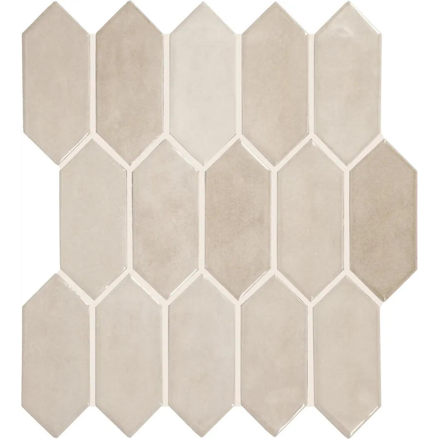 Haven picket mosaic tile backsplash in Almond