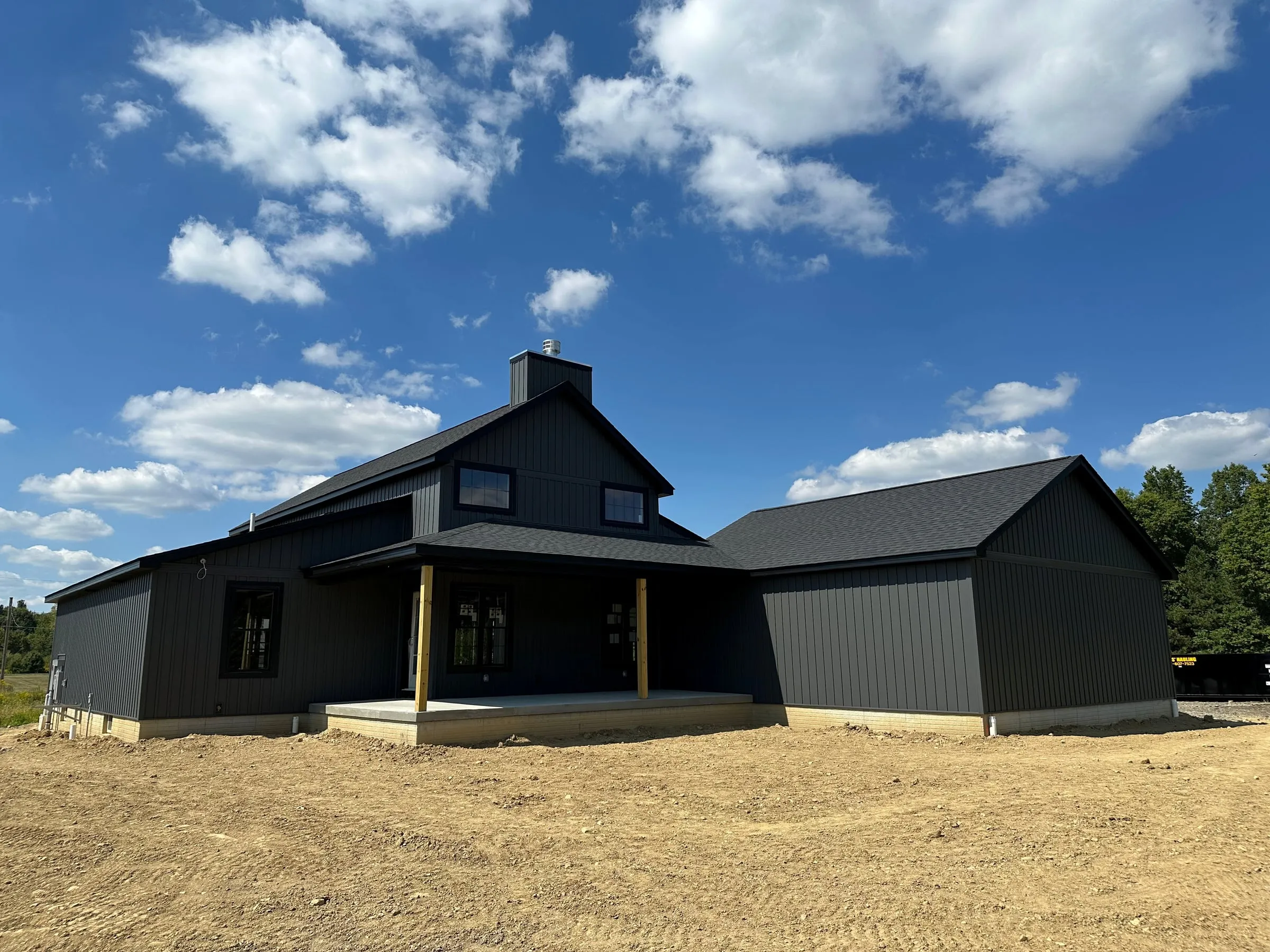 Custom modern farmhouse, side view
