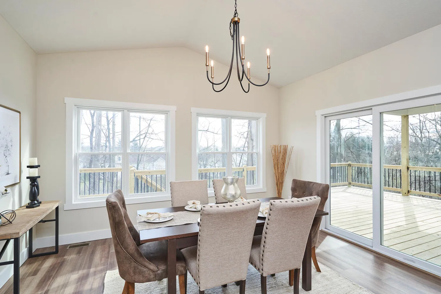 Furnished dining area in the Willow Run model home