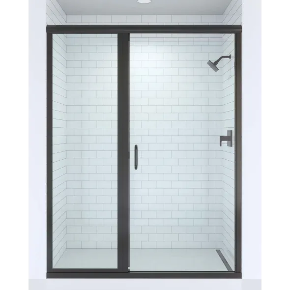 Black-framed swing shower door
