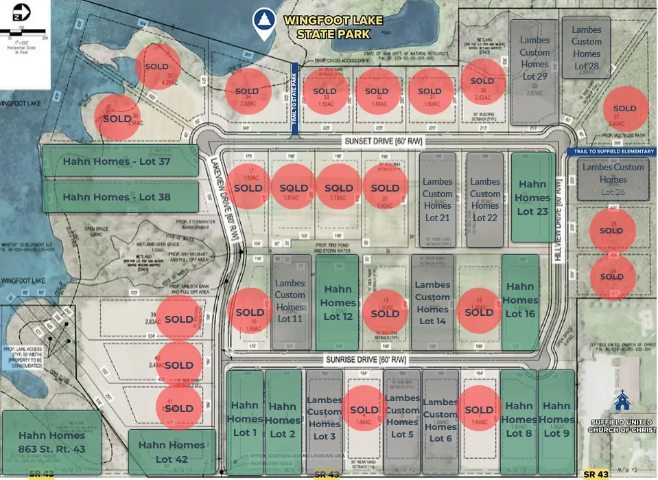 Wingfoot Estates community map beside Wingfoot Lake State Park